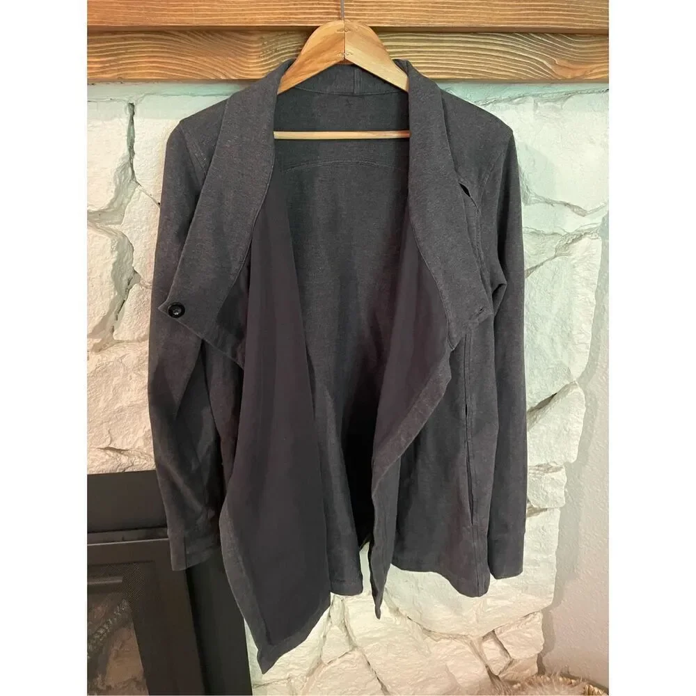 Lululemon Athletica Womens Gray Long‎ Sleeve Wrap Sweater Size 8